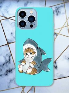 Матовий бірюзовий чохол на Apple iPhone 13 Pro Max Кошеня принт 120