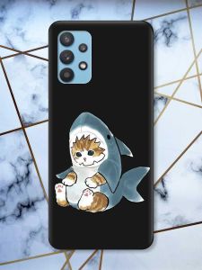 Матовий чорний чохол на Samsung Galaxy A32 Кошеня принт 120