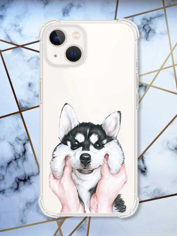 Прозорий чохол із потовщеними кутами на iPhone 14 Plus Мордочка принт 121