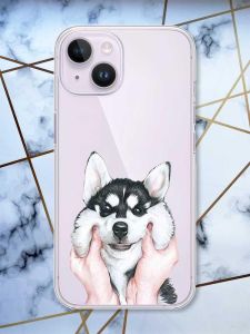 Прозорий чохол із захистом камери на iPhone 14 Мордочка принт 121