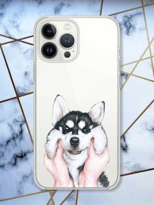 Прозорий чохол із захистом камери на iPhone 14 Pro Max Мордочка принт 121