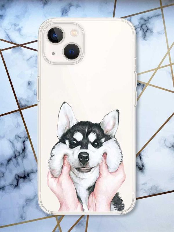 Прозорий чохол із захистом камери на iPhone 14 Plus Мордочка принт 121