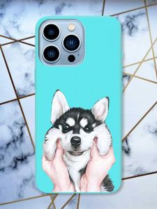 Матовий бірюзовий чохол на Apple iPhone 13 Pro Max Мордочка принт 121