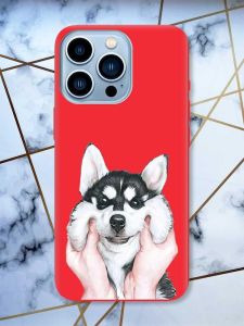 Матовий червоний чохол на Apple iPhone 13 Pro Max Мордочка принт 121