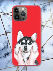 Матовий червоний чохол на Apple iPhone 13 Pro Мордочка принт 121