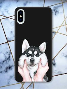 Матовий чорний чохол на iPhone X / Xs Мордочка принт 121