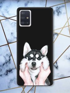 Матовий чорний чохол на Samsung Galaxy A71 / A715 Мордочка принт 121
