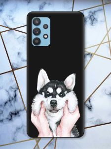 Матовий чорний чохол на Samsung Galaxy A32 Мордочка принт 121