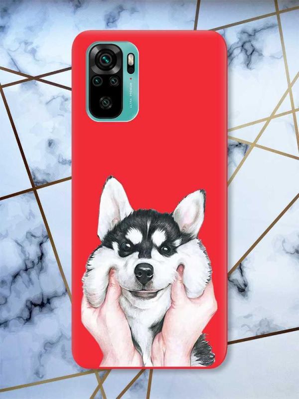 Матовий червоний чохол на Xiaomi Redmi Note 10 / Note 10s Мордочка принт 121