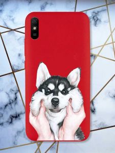 Матовий червоний чохол на Xiaomi Redmi 9А Мордочка принт 121