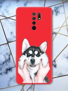 Матовий червоний чохол на Xiaomi Redmi 9 Мордочка принт 121
