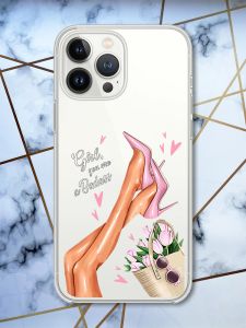 Прозорий чохол із захистом камери на iPhone 14 Pro Ніжки принт 62