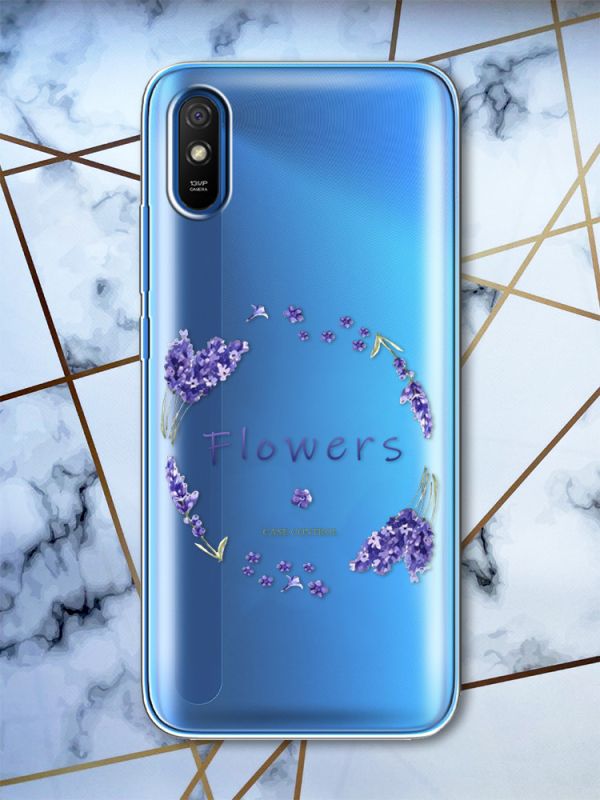 Прозорий чохол на Xiaomi Redmi 9A Лавандовий віночок принт 19