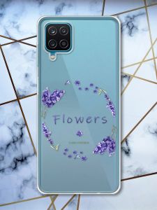 Прозорий чохол на Samsung A12 4G рельєфний дизайн Лавандовий віночок принт 19