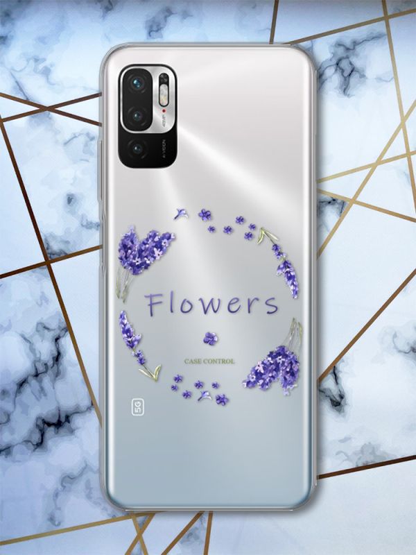 Прозорий чохол для Xiaomi Redmi Note 10 5G Лавандовий віночок принт 19