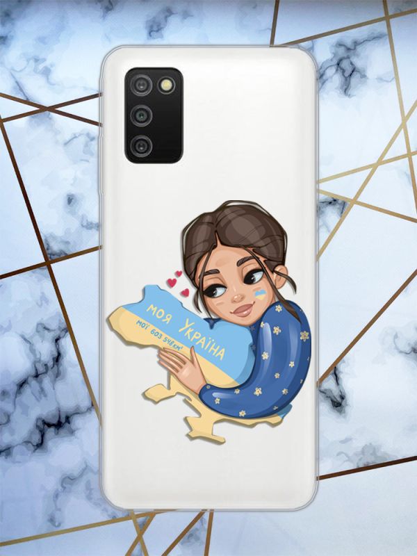 Прозорий чохол для Samsung Galaxy A03s з патріотичним дизайном Моя Україна принт 2