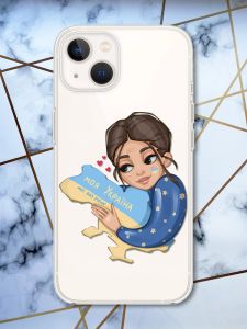 Прозорий силіконовий чохол із захистом камери для iPhone 14 Plus Моя Україна принт 2