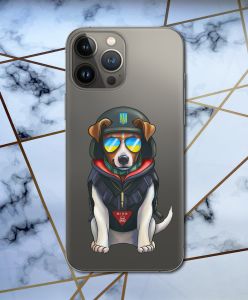 Прозорий чохол на Apple iPhone 13 Pro патріотичний дизайн Пес Патрон принт 4