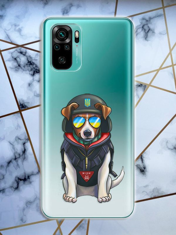 Прозорий чохол на Xiaomi Redmi Note 10 / Note 10s патріотичний дизайн Пес Патрон принт 4