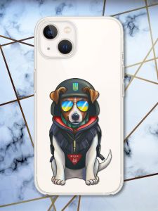 Прозорий силіконовий чохол із захистом камери для iPhone 14 Plus Пес Патрон принт 4