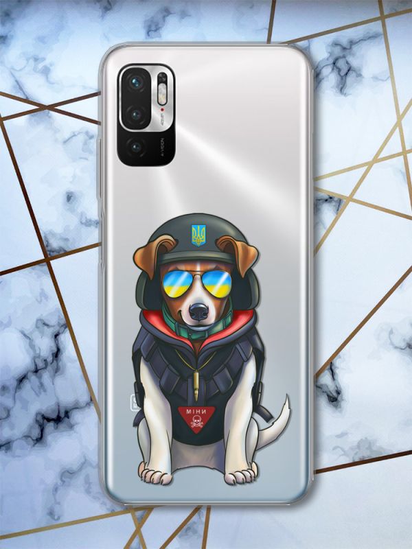 Прозорий чохол для Xiaomi Redmi Note 10 5G патріотичний дизайн Пес Патрон принт 4