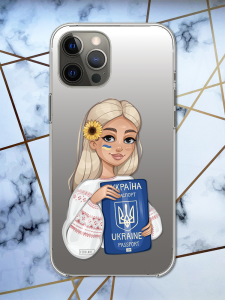 Прозорий чохол для 12 Pro Max патріотичний дизайн Дівчина з паспортом принт 13