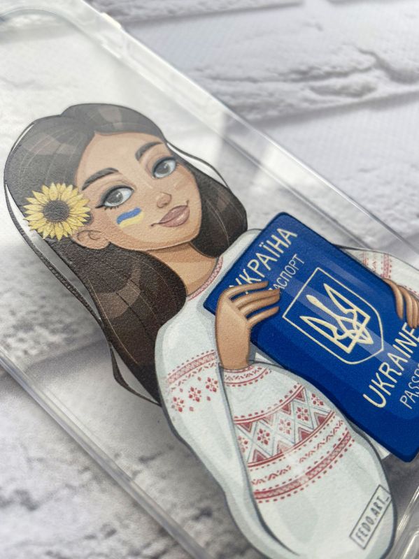 Прозорий чохол для Samsung Galaxy A22 5G патріотичний дизайн Дівчина з паспортом принт 12