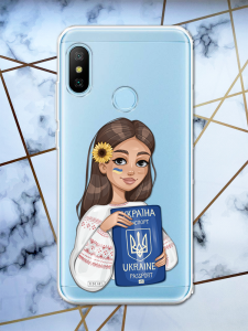 Прозорий чохол для Xiaomi Redmi 6 Pro патріотичний дизайн Дівчина з паспортом принт 12