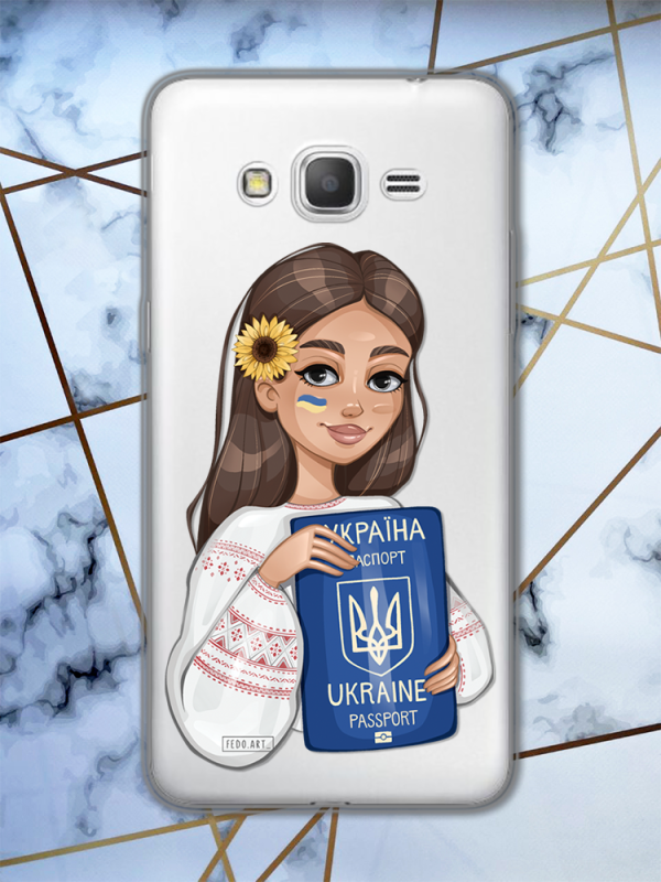 Прозорий чохол для Samsung Galaxy G530 / Grand Prime дизайн Дівчина з паспортом принт 12