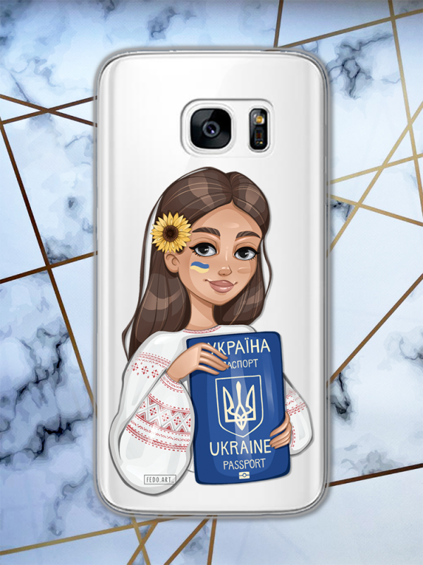 Прозорий чохол для Samsung Galaxy S7 патріотичний дизайн Дівчина з паспортом принт 12