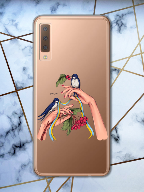 Прозорий чохол для Samsung Galaxy A7(2018) A750 патріотичний дизайн Ластівки принт 15
