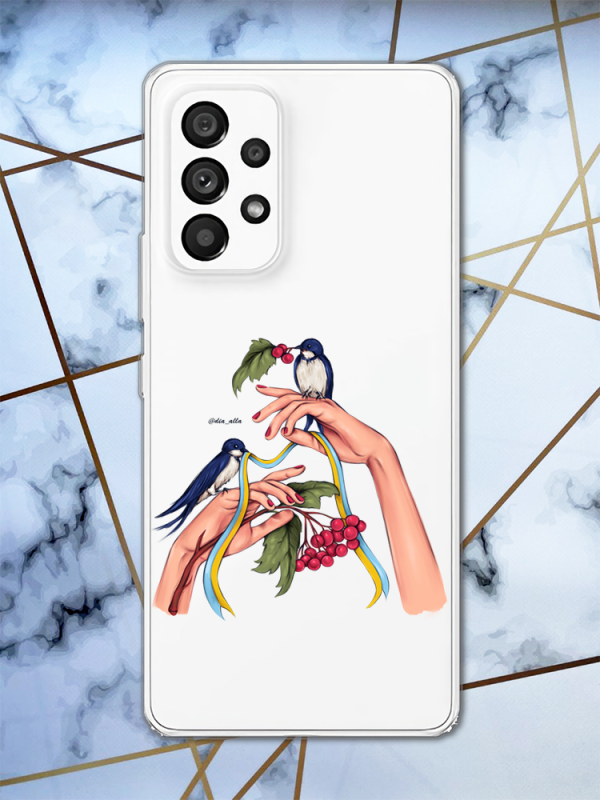 Прозорий чохол для Samsung Galaxy A53 патріотичний дизайн Ластівки принт 15