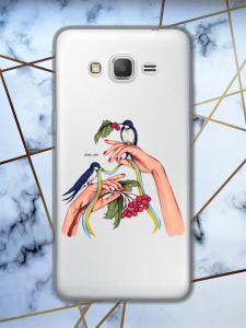 Прозорий чохол для Samsung Galaxy G530 / Grand Prime патріотичний дизайн Ластівки принт 15