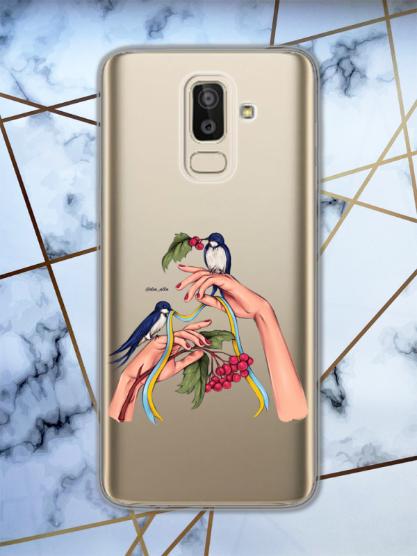 Прозорий чохол для Samsung Galaxy J8 (2018) патріотичний дизайн Ластівки принт 15