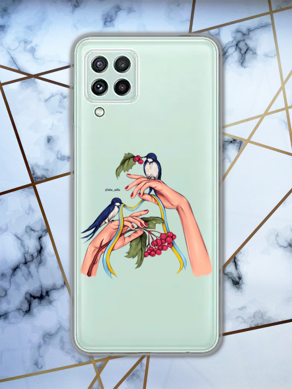 Прозорий чохол для Samsung Galaxy A22 5G патріотичний дизайн Ластівки принт 15
