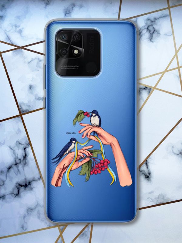 Прозорий чохол на Xiaomi Redmi 10C патріотичний дизайн Ластівки принт 15