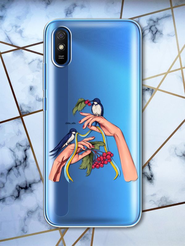 Прозорий чохол на Xiaomi Redmi 9A патріотичний дизайн Ластівки принт 15
