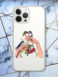 Прозорий чохол із захистом камери для iPhone 14 Pro патріотичний дизайн Ластівки принт 15