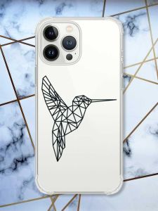 Прозорий чохол із потовщеними кутами на iPhone 14 Pro Max Колібрі принт 122