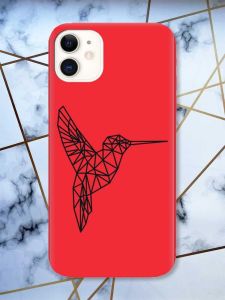 Матовий червоний чохол на Apple iPhone 11 (6.1) Колібрі принт 122