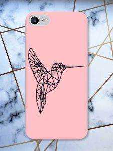 Матовий рожевий чохол на iPhone 7 / 8 Колібрі принт 122