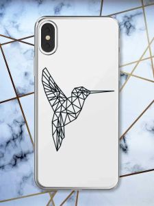 Прозорий чохол на iPhone X / XS Колібрі принт 122