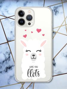 Прозорий чохол із захистом камери на iPhone 14 Pro Лама принт 94