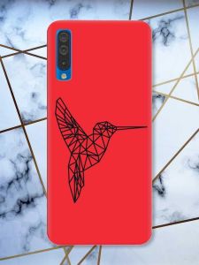 Матовий червоний чохол на Samsung Galaxy А50 (2019) А505 Колібрі принт 122