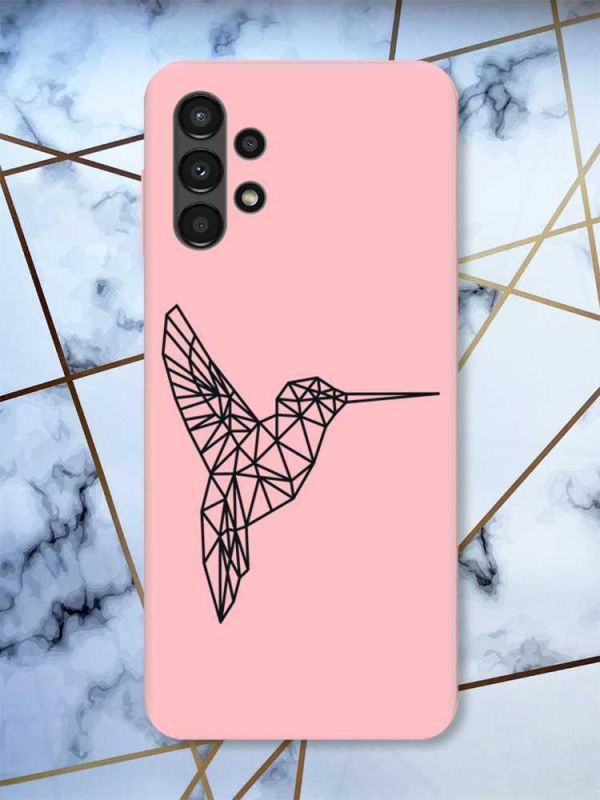 Матовий рожевий чохол на Samsung A13 4G Колібрі принт 122
