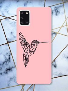 Матовий рожевий чохол на Samsung Galaxy A31 Колібрі принт 122
