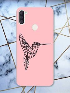 Матовий рожевий чохол на Samsung Galaxy A11 Колібрі принт 122