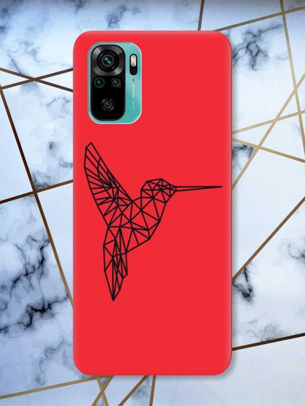 Матовий червоний чохол на Xiaomi Redmi Note 10 / Note 10s Колібрі принт 122