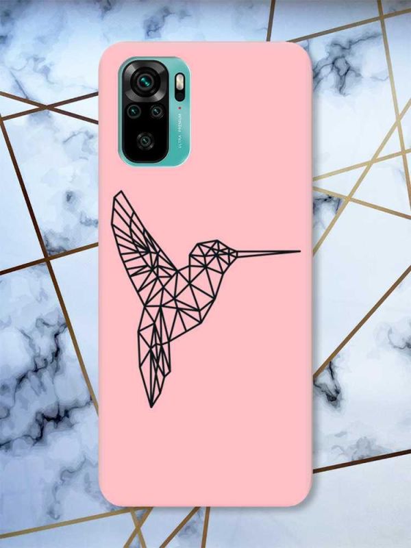 Матовий рожевий чохол на Xiaomi Redmi Note 10 / Note 10s Колібрі принт 122