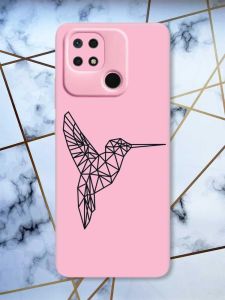 Матовий рожевий чохол на Xiaomi Redmi 10C Колібрі принт 122